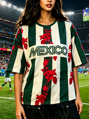 Women's Mexico Art Printed short-sleeved T-shirt gracestitchs
