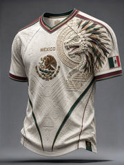 Men's Mexico Football Lover Aztec Art Printed T-shirt gracestitchs