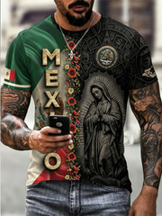Men's Mexico Football Lover Art Printed short sleeves t-shirt gracestitchs