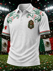 Men's Mexico Football Lover Art Printed polo shirt gracestitchs