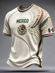 Men's Mexico Football Lover Aztec Art Printed T-shirt gracestitchs