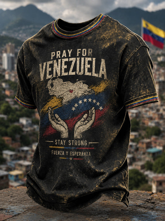 Men's Pray For Venezuela Print T-shirt gracestitchs
