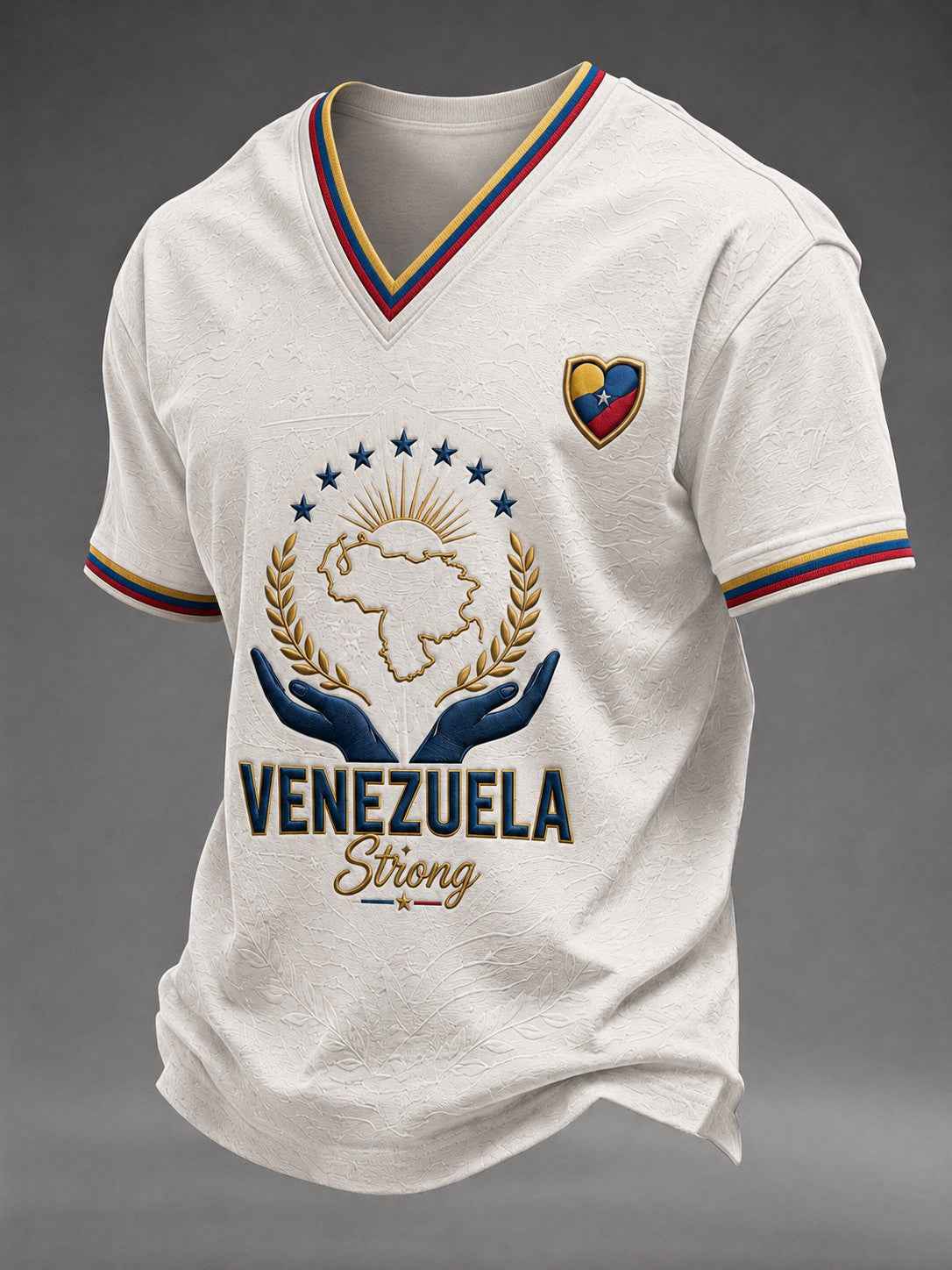 Men's Venezuela Strong Printed V-neck T-shirt