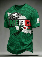 Men's Mexico Printed V-neck T-shirt gracestitchs