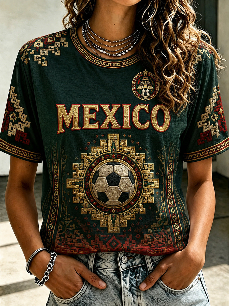 Women's Mexican Pride Print Casual Tee gracestitchs