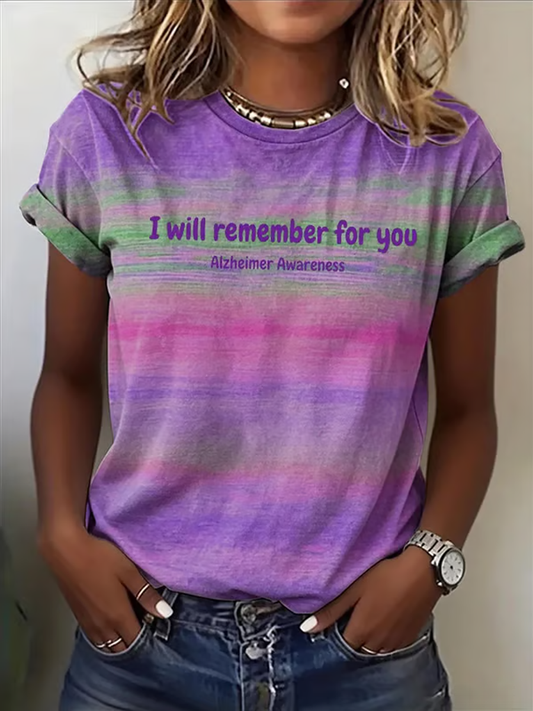 Women's Alzheimer's Awareness Print short-sleeved T-shirt gracestitchs