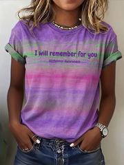 Women's Alzheimer's Awareness Print short-sleeved T-shirt gracestitchs