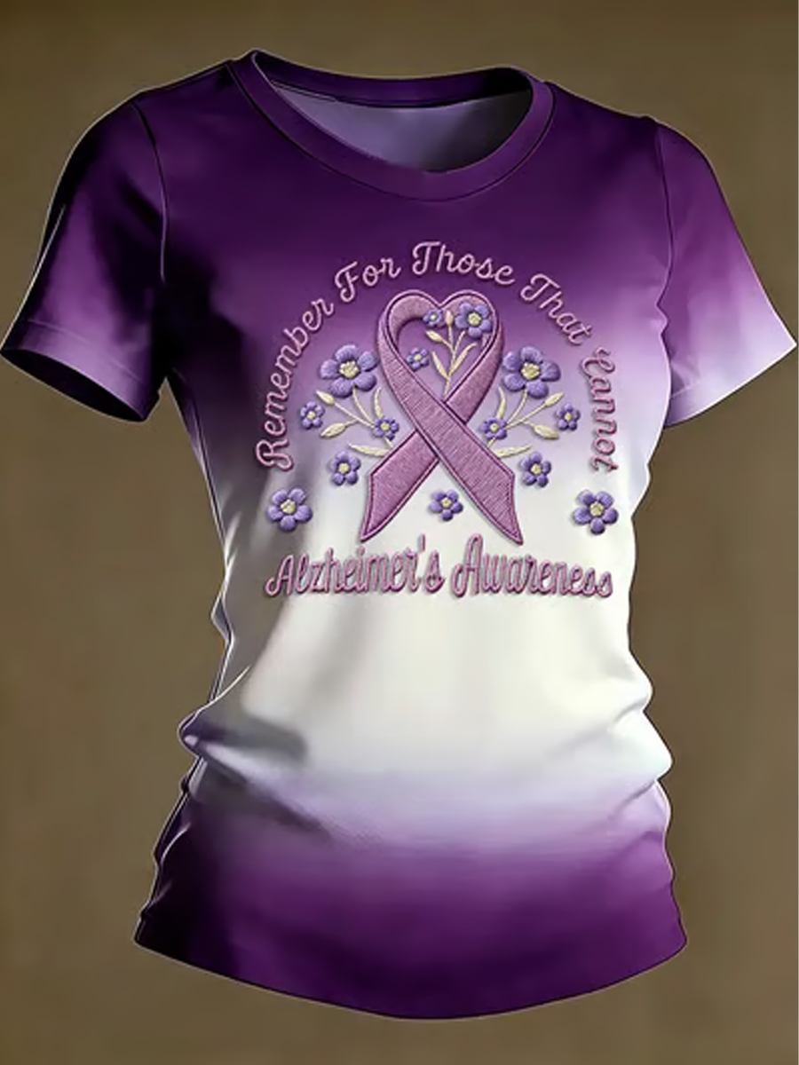 Women's Alzheimer's Awareness Print short-sleeved T-shirt gracestitchs