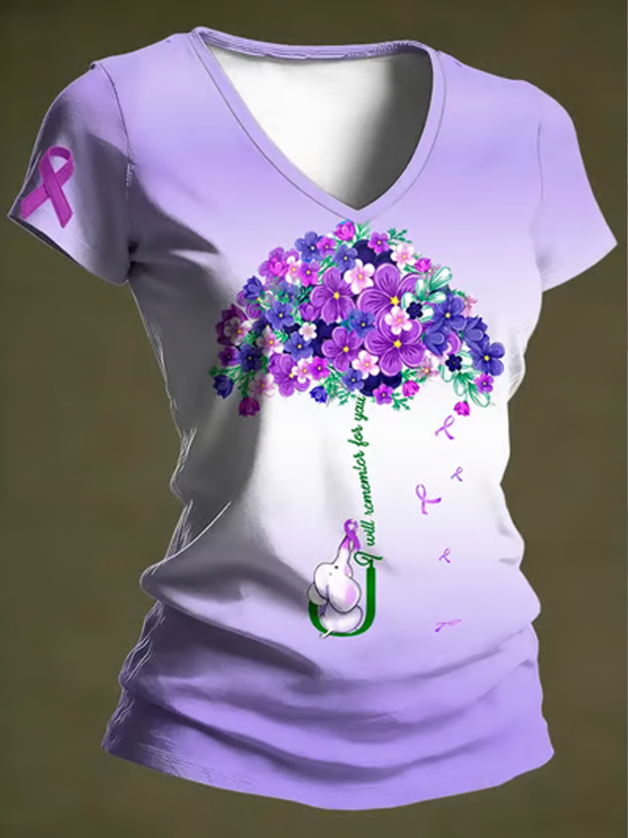 Women's Alzheimer's Awareness Print short-sleeved T-shirt gracestitchs