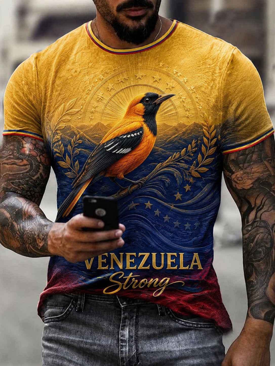 Men's Troupial Venezuela Strong Printed T-shirt