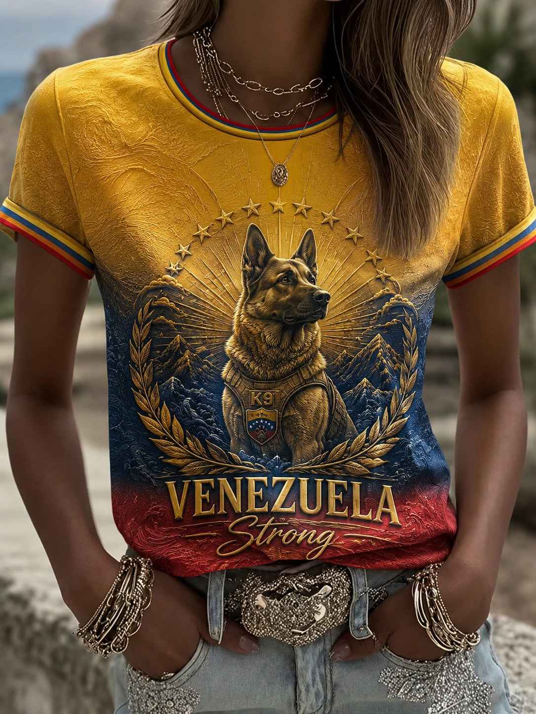 Women's K9 Rescue Venezuela Strong Printed T-shirt