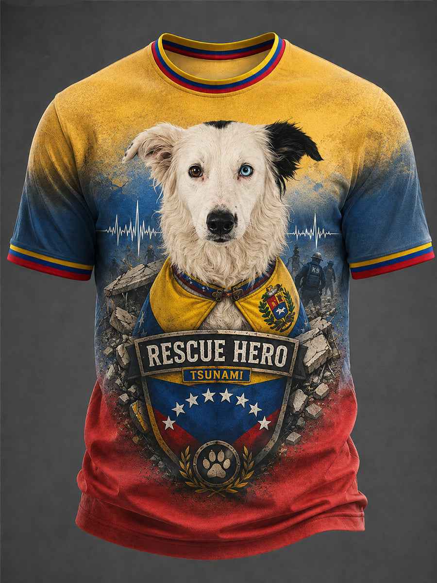 Men's Venezuela Hero Dog Tsunami Patriotic Dog Lover T-Shirt