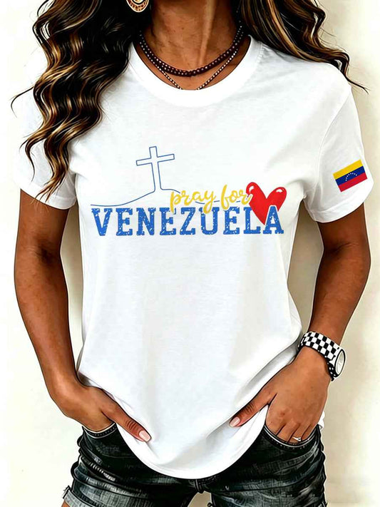 Women's Pray For Venezuela Print T-Shirt