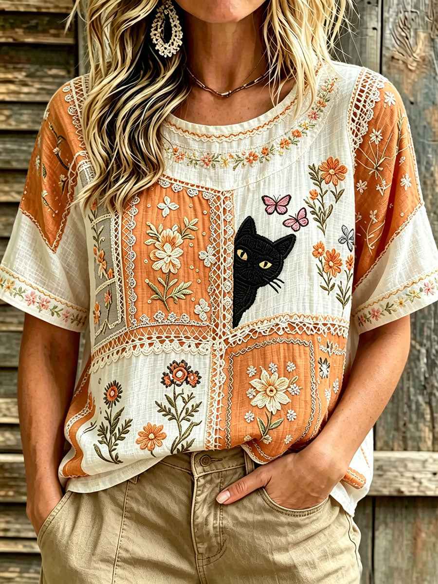 Women's Elegant Cotton-Linen Top