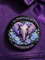 Unisex  Alzheimer's Awareness Support Purple Ribbon Purple Floral Printed Brooch