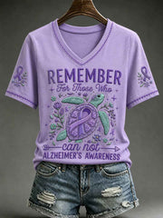 Women's Alzheimer's Awareness Dementia Support Purple Ribbon Turtle Print  Short Sleeve T-shirt