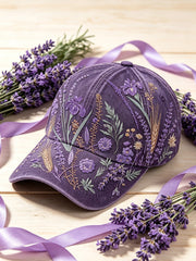 Women's purple plant flower pattern printed unisex hat gracestitchs