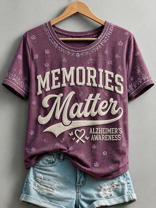 Women's“Memories Matter” Alzheimer's Theme T-shirt gracestitchs