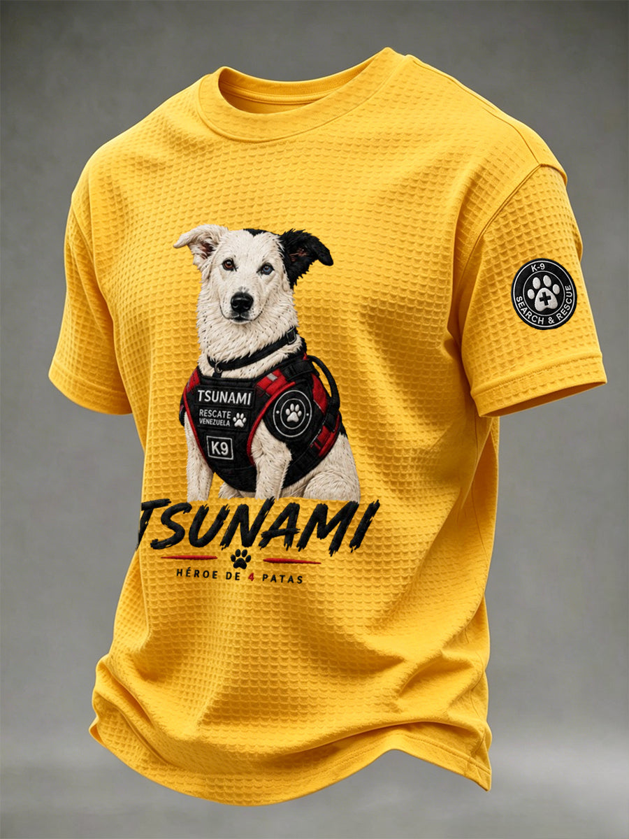Men's Venezuela Hero Dog Tsunami Patriotic Dog Lover Waffle T-Shirt gracestitchs