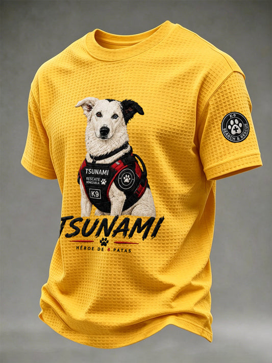 Men's Venezuela Hero Dog Tsunami Patriotic Dog Lover Waffle T-Shirt gracestitchs