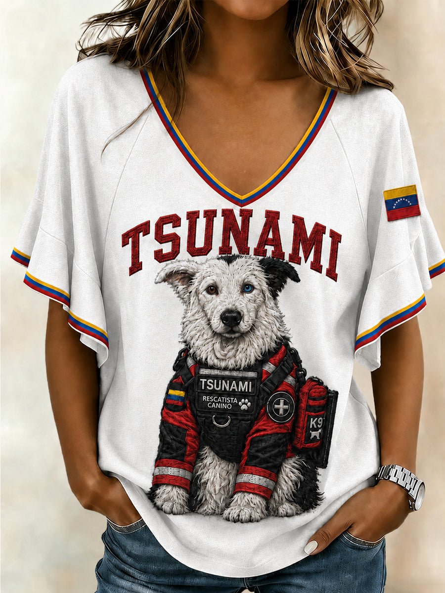 Women's Venezuela Hero Dog Tsunami Patriotic Dog Lover T-Shirt gracestitchs