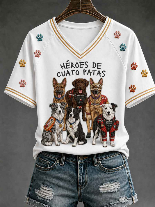 Women's Search & Rescue K9 Paw Patrol Dog Lover Print T-shirt