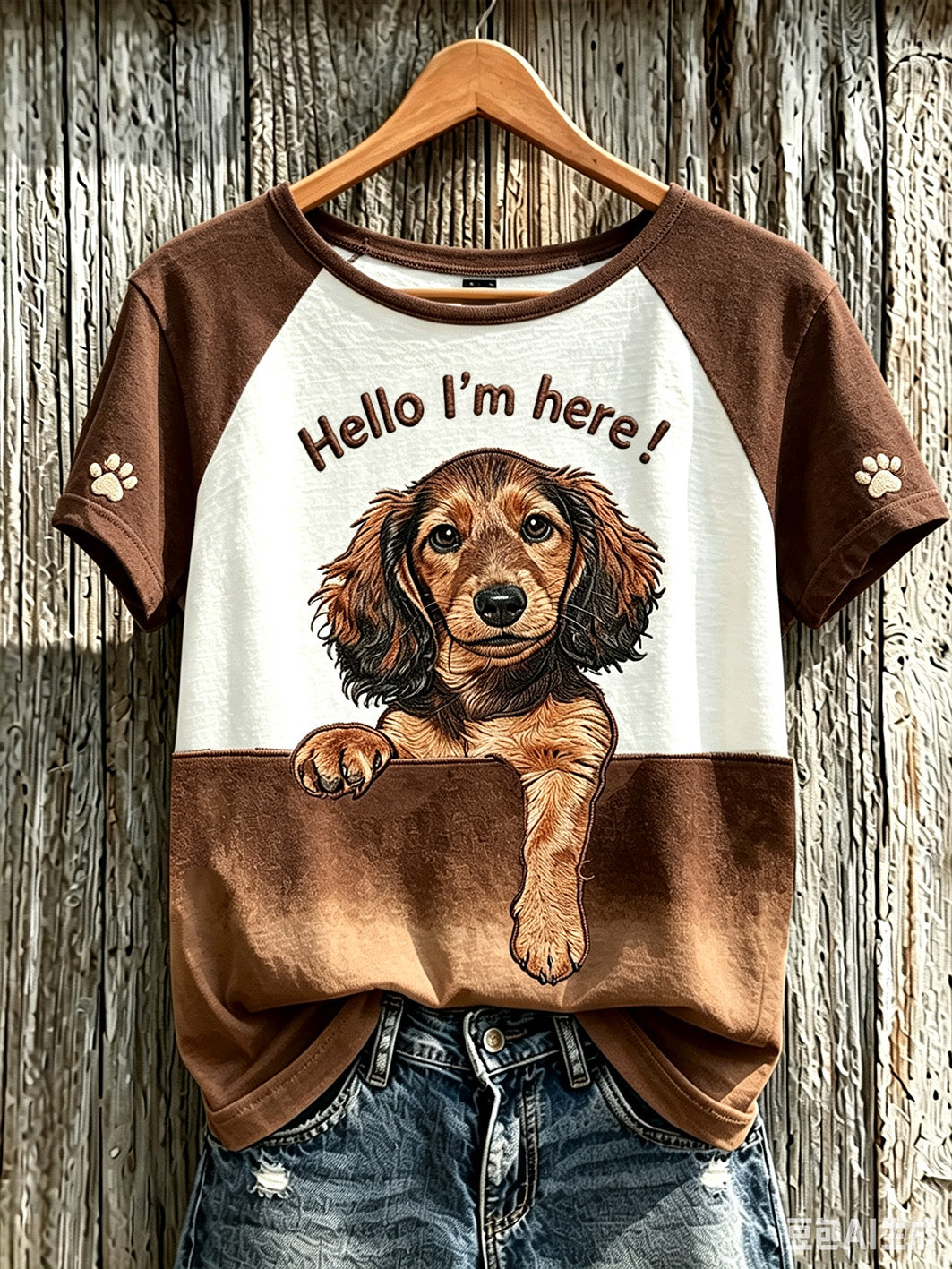 Women's cute dog pattern printed short-sleeved T-shirt gracestitchs