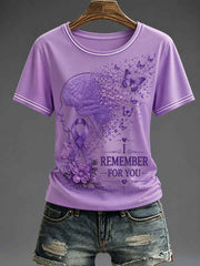 Women's Purple Flora Art Printed T-shirt