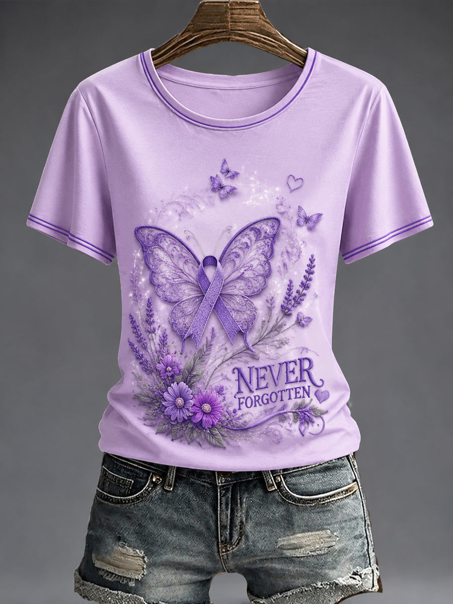 Women's Purple Flora Art Printed T-shirt gracestitchs