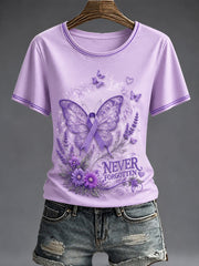 Women's Purple Flora Art Printed T-shirt gracestitchs