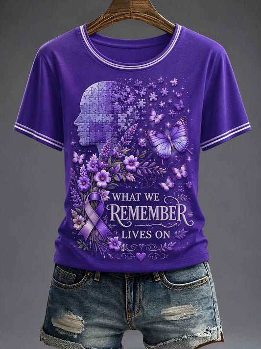Women's Purple Flora Art Printed T-shirt