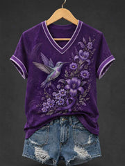 Women's Alzheimer's Awareness Printed V-neck T-shirt gracestitchs