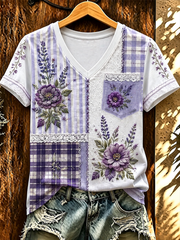Women's floral print short-sleeved T-shirt gracestitchs