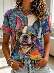 Women's Art Dog Printed T-shirt