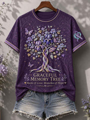 Women's Alzheimer's Awareness Floral Art Printed T-shirt