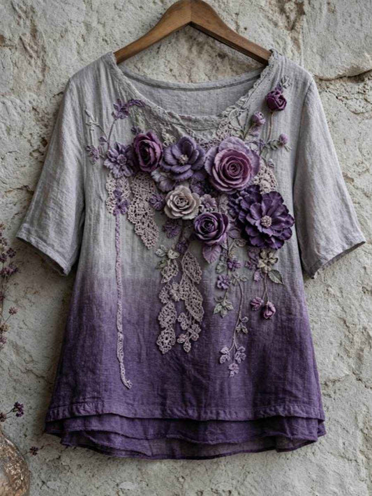 Women's linen short-sleeved T-shirt