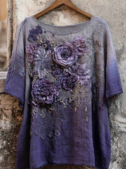 Women's linen short-sleeved T-shirt