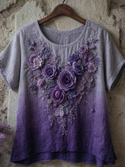Women's linen short-sleeved T-shirt