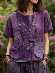 Women's linen short-sleeved T-shirt