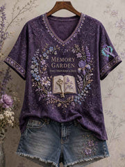 Women's Alzheimer's Awareness Floral Art Printed T-shirt