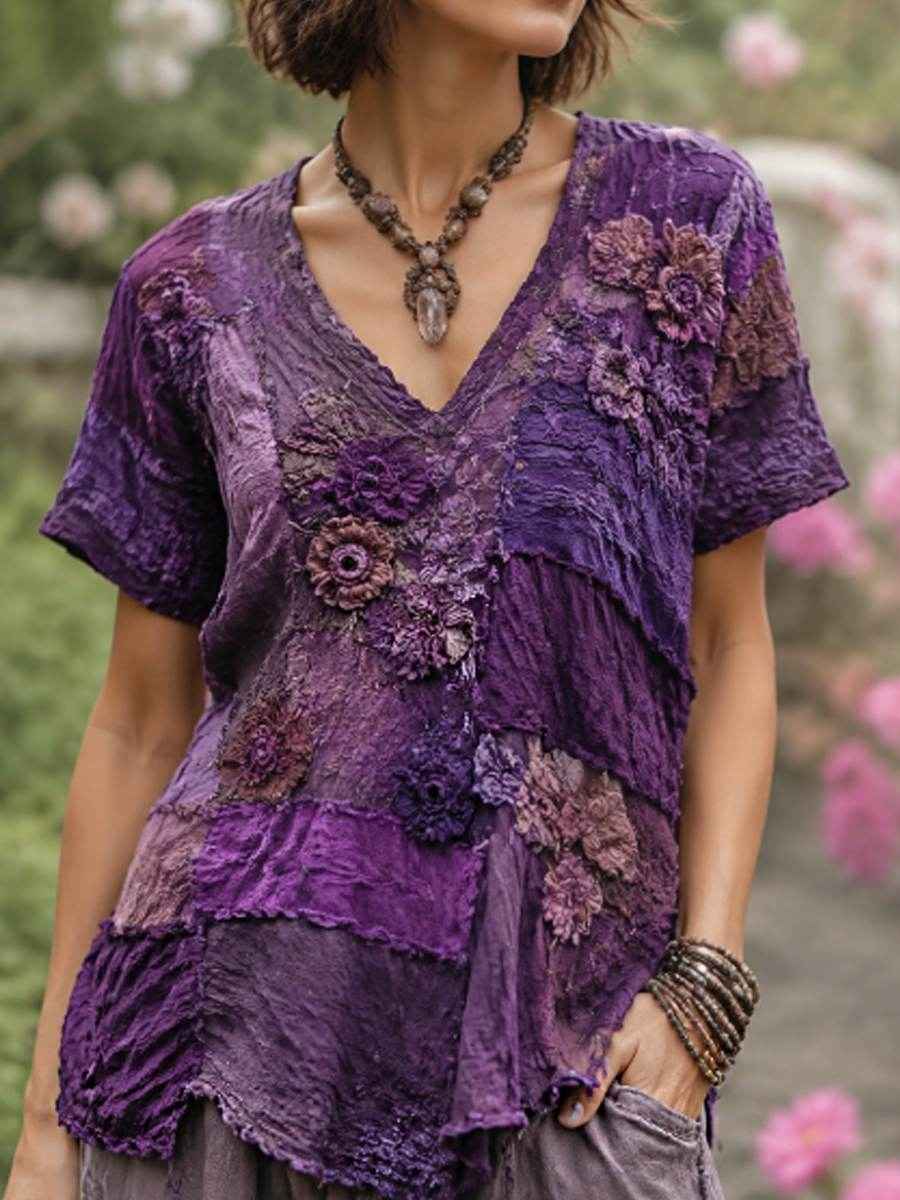Women's linen short-sleeved T-shirt