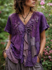Women's linen short-sleeved T-shirt
