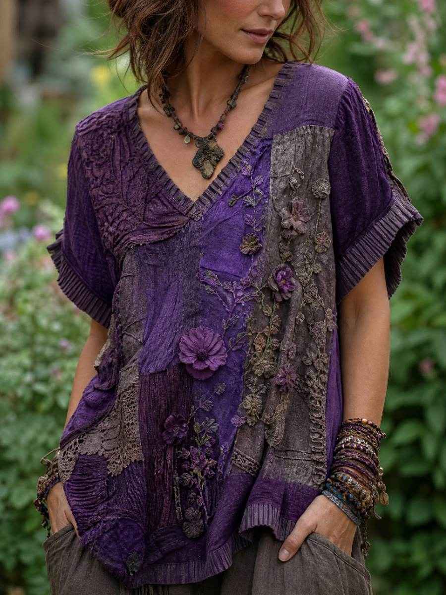 Women's linen short-sleeved T-shirt