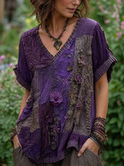 Women's linen short-sleeved T-shirt
