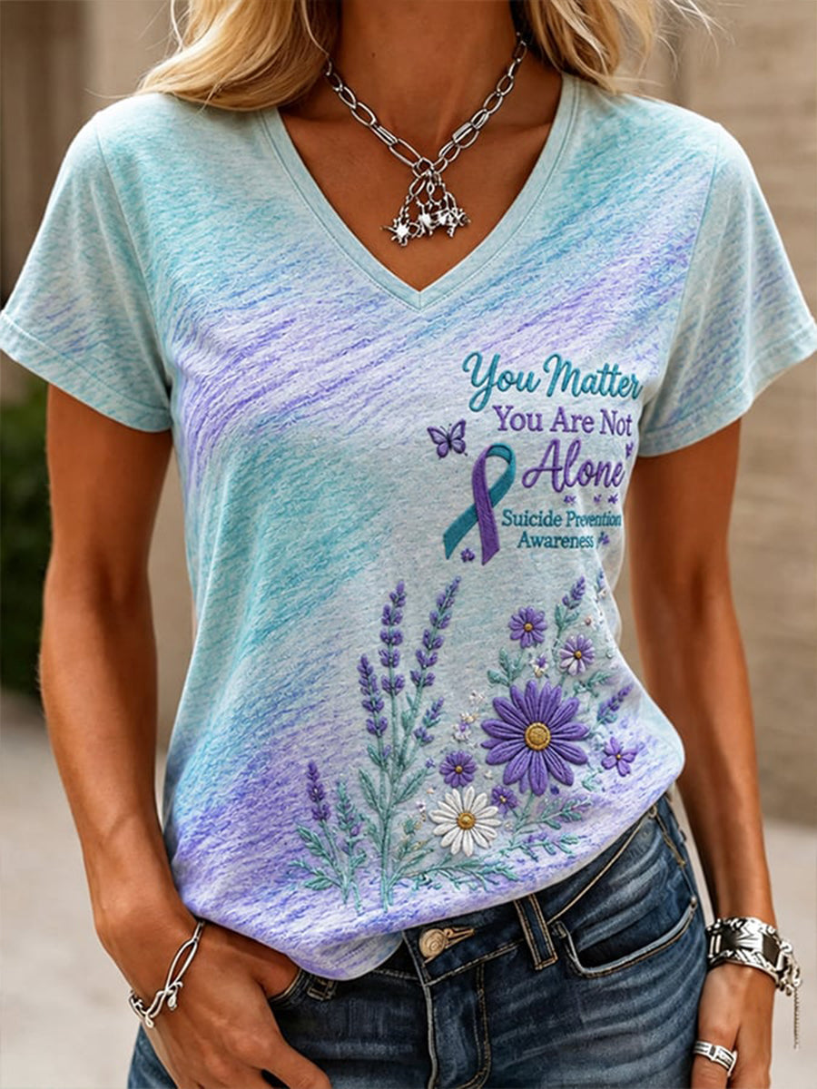 Women's Suicide Prevention Awareness Print T-shirt gracestitchs