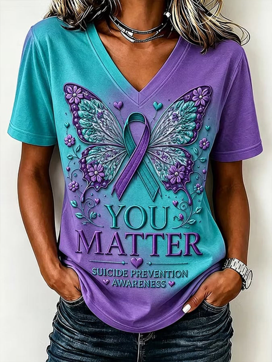 Women's Suicide Prevention Awareness Print T-shirt gracestitchs