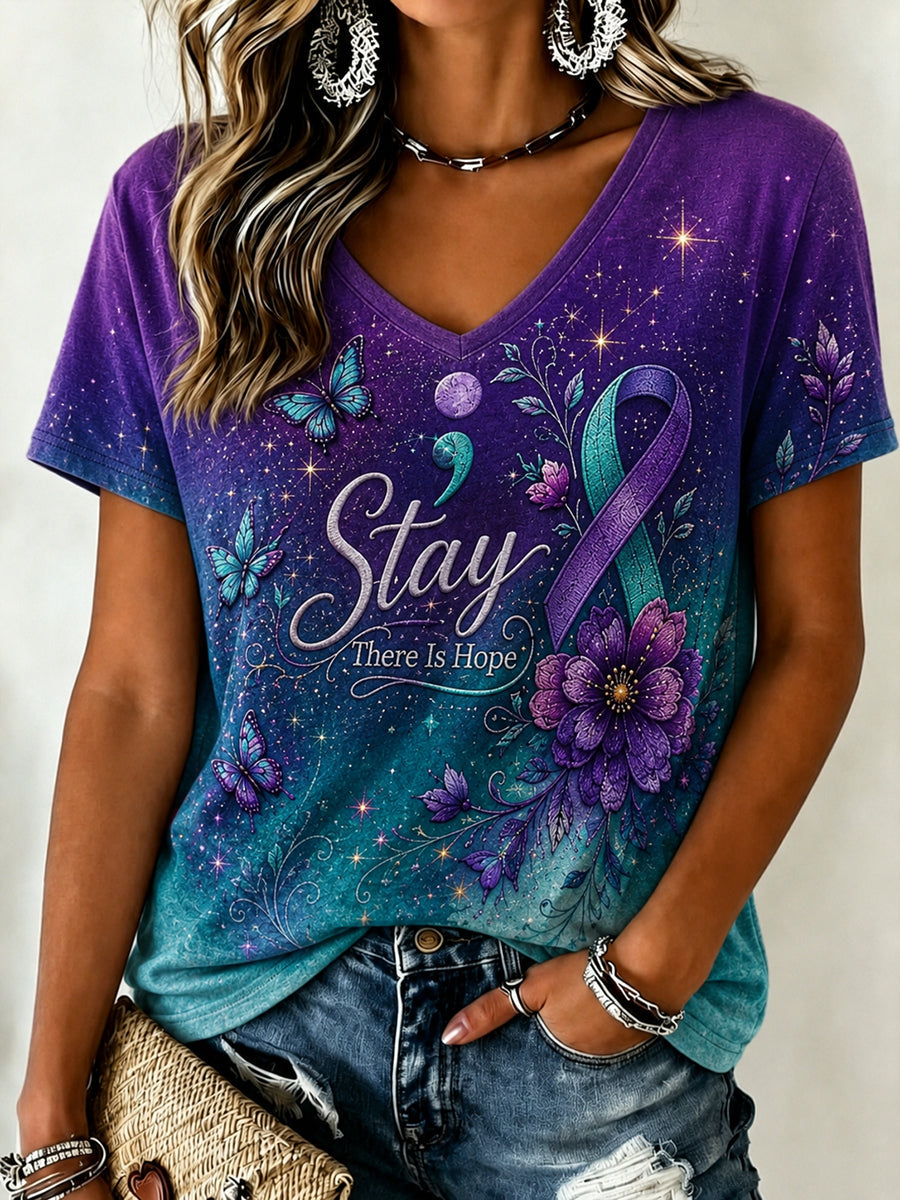 Women's Suicide Prevention Awareness Print T-shirt gracestitchs