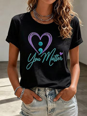 Women's Suicide Prevention Awareness Print T-shirt gracestitchs