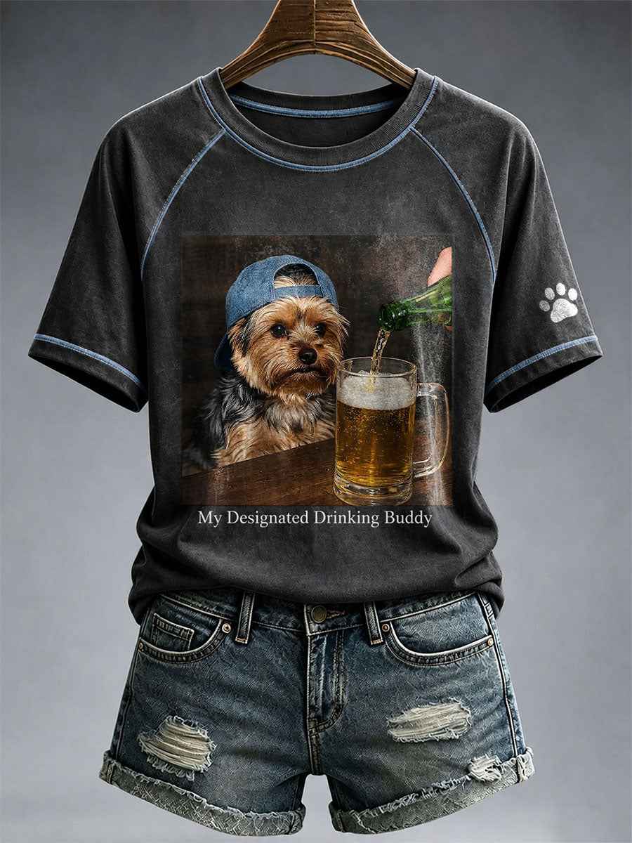 Women's My Designated Drinking Buddy Yorkshire Terrier T-Shirt