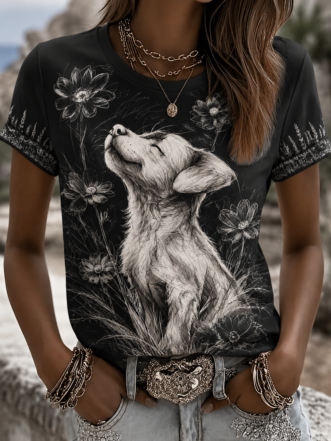 Women's Golden Retriever Short-sleeved T-shirt gracestitchs